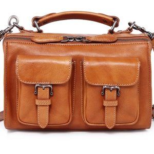 Old Trend Modern Vintage Las Luna Crossbody Square Bag 100%Genuine Leather